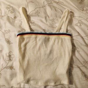 Rib knit cropped cami with rainbow detailing